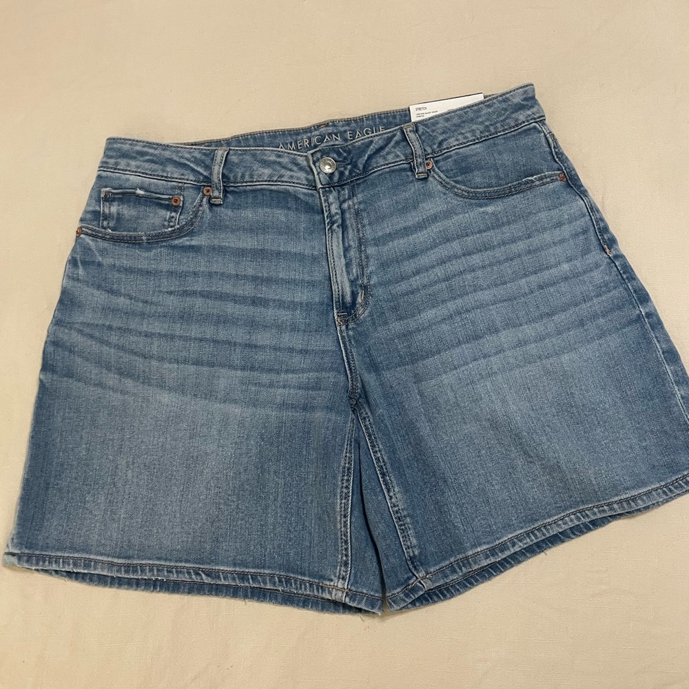 American Eagle Outfitters Women's low rise Baggy Blue Denim Shorts size 10